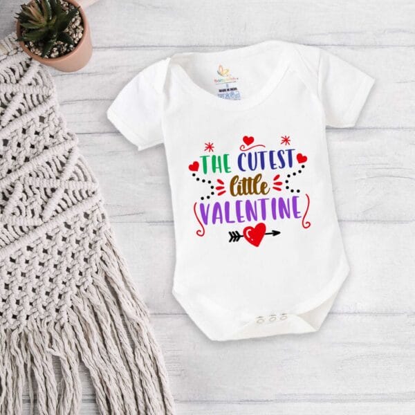 Baby First Valentine Day Romper Clothes Baby valentine Bodysuits Newborn Outfit Envelop Neck Half Sleeve Unisex Onesies"Cutest Heart on Valentine" - Image 5