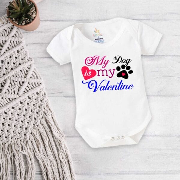 Baby First Valentine Day Romper Clothes Baby valentine Bodysuits Newborn Outfit Envelop Neck Half Sleeve Unisex Onesies"My Dog is my Valentine" - Image 5