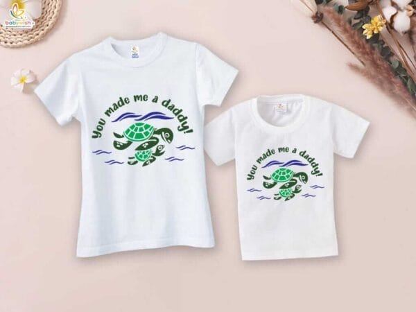 Fathers Day Special Combo White T-Shirts Sets for Father and KId Combo Pack of 2  |You Made me a Daddy|