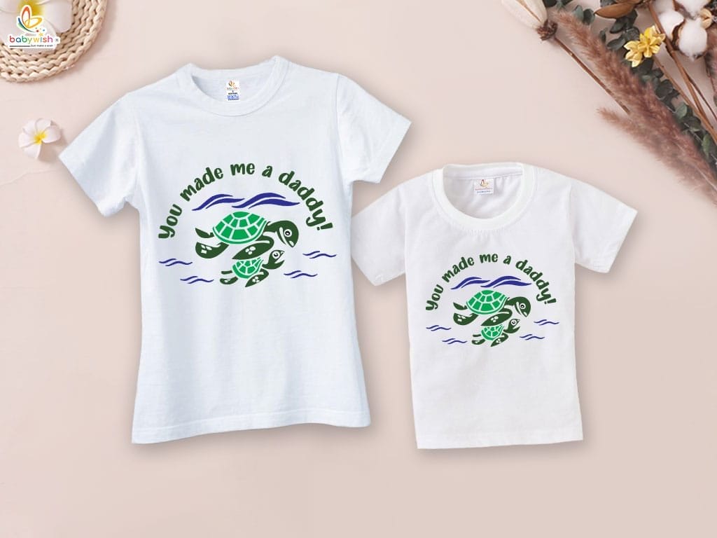 Fathers Day Special Combo White T-Shirts Sets for Father and KId Combo Pack of 2 |You Made me a Daddy|