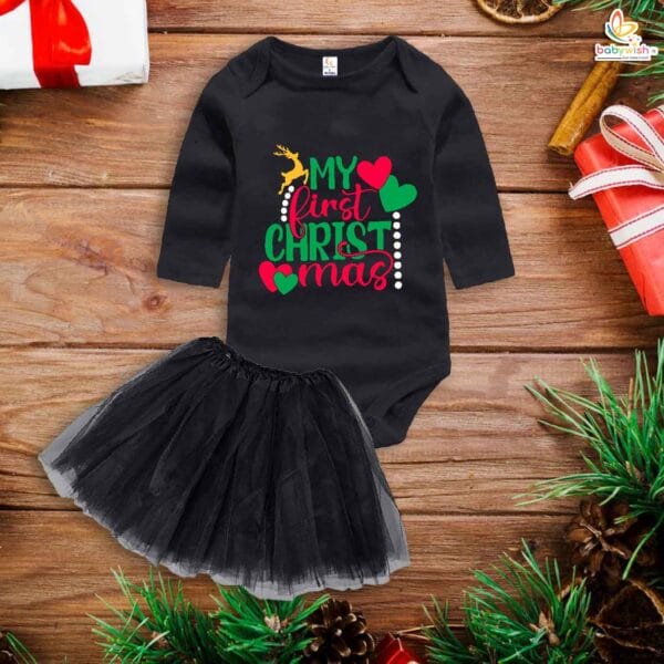 Newborn girls tutu skirt Full Sleeve romper Christmas print onesies bodysuits for baby 0 to 12 months - Image 4