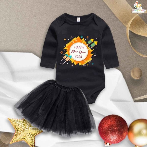 Newborn girls tutu skirt Full Sleeve romper New Year print onesies bodysuits for baby 0 to 12 months - Image 4