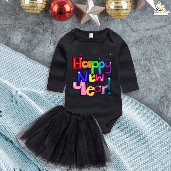 Newborn girls tutu skirt Full Sleeve romper New Year print onesies bodysuits for baby 0 to 12 months - Image 4