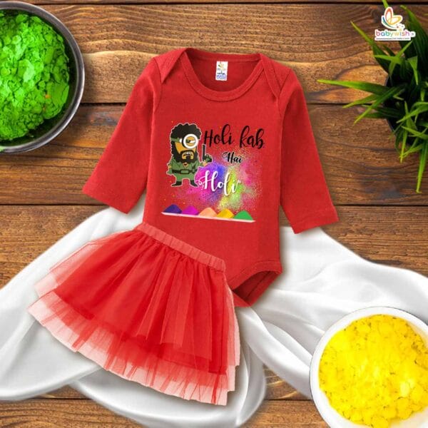 Newborn girls tutu skirt Full Sleeve romper Holi print onesies bodysuits for baby 0 to 12 months - Image 2