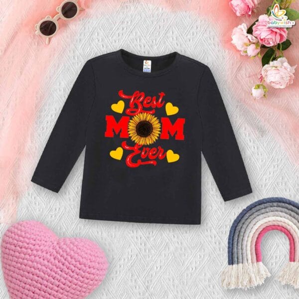 My First Mother’s Day Baby T-Shirt – Full Sleeve Sunflower Print Mother’s Day Outfit for Newborn Infant Girl or Boy – Cute Gift Idea – Babywish - Image 4