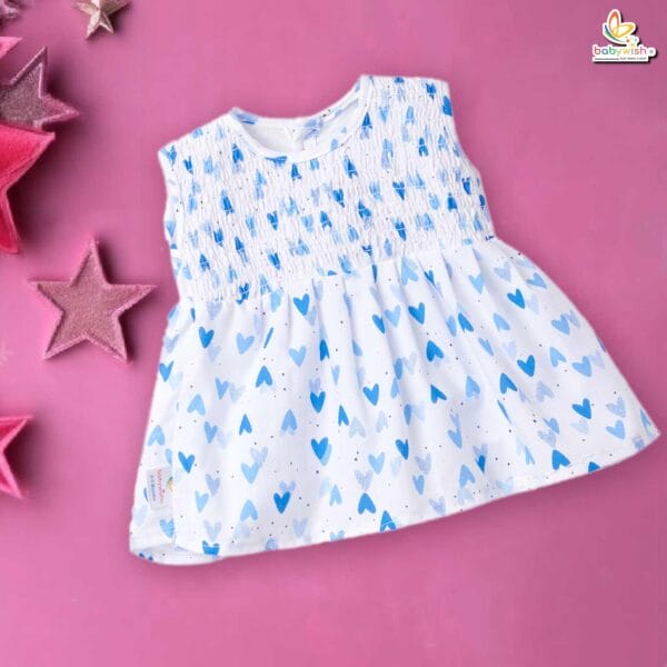 Babywish Baby Girl Cotton Frock Newborn Girl Knee Length Sleeveless Dress Heart Theme Printed - Image 2