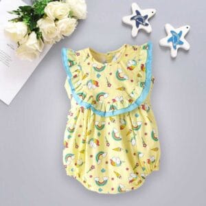 Baby Girls Romper Set Ruffle Sleeve Onesie Newborn Bodysuit Romper Jumpsuit Infant Clothes Dress
