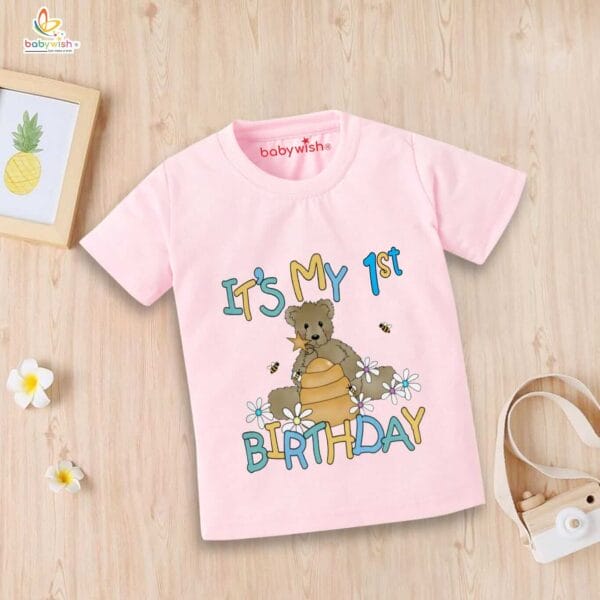 One Year Birthday Unisex T-Shirt Half Sleeve Round Neck Topwear tee for kids - Image 4