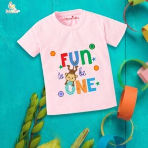 One Year Birthday Unisex T-Shirt Half Sleeve Round Neck Topwear tee for kids
