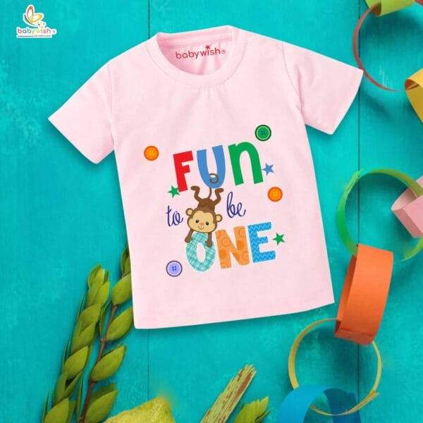 One Year Birthday Unisex T-Shirt Half Sleeve Round Neck Topwear tee for kids