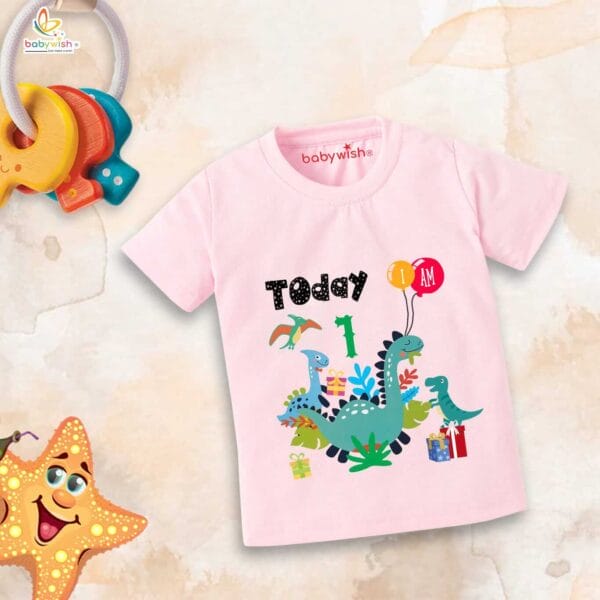One Year Birthday Unisex T-Shirt Half Sleeve Round Neck Topwear tee for kids - Image 2