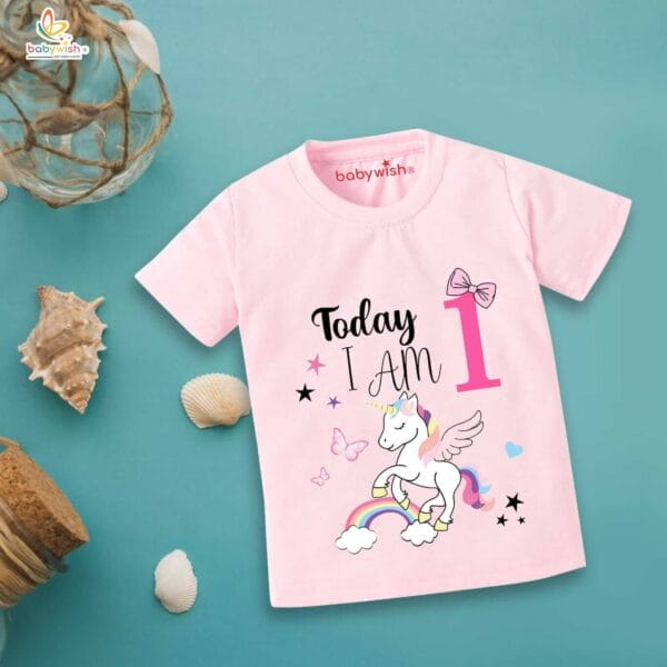 One Year Birthday Unisex T-Shirt Half Sleeve Round Neck Topwear tee for kids - Image 3