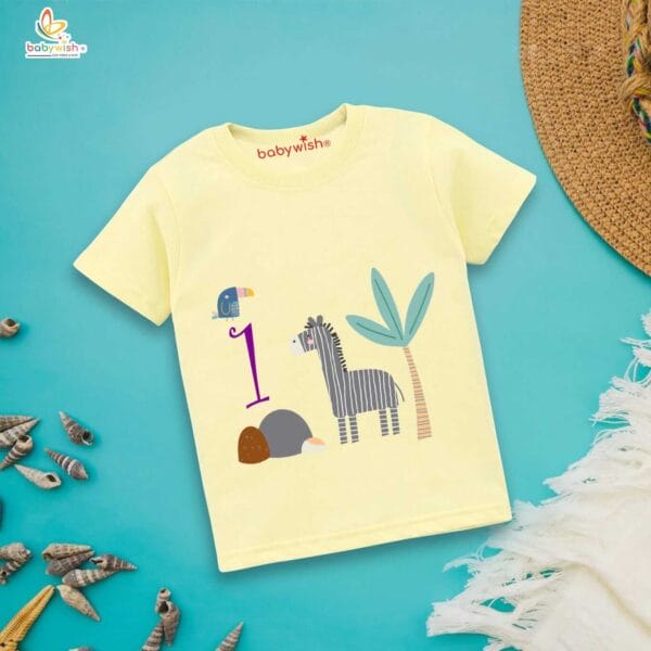 One Year Birthday Unisex T-Shirt Half Sleeve Round Neck Topwear tee for kids - Image 4