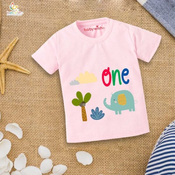 One Year Birthday Unisex T-Shirt Half Sleeve Round Neck Topwear tee for kids - Image 3