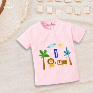 One Year Birthday Unisex T-Shirt Half Sleeve Round Neck Topwear tee for kids