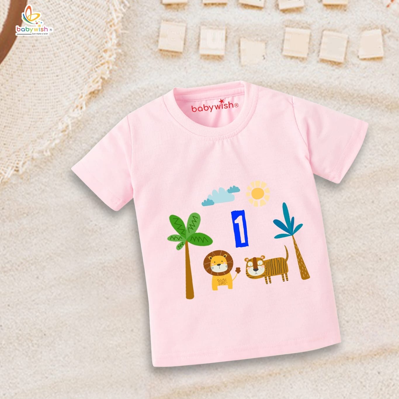 One Year Birthday Unisex T-Shirt Half Sleeve Round Neck Topwear tee for kids