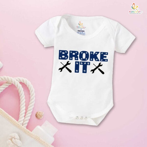 Fathers Day Special Combo White T-Shirts and Romper Sets for Father and baby Combo Pack of 2 | BROKE IT FIXED IT| - Image 3