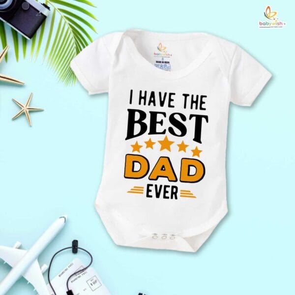Fathers Day Special Combo White T-Shirts and Romper Sets for Father and baby Combo Pack of 2 |  I Have The Best Dad Ever | - Image 3