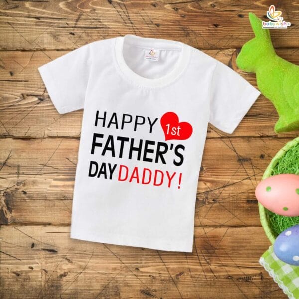 Fathers Day Special Combo White T-Shirts Sets for Father and KId Combo Pack of 2 | Happy 1st Father's Day Daddy !| - Image 3