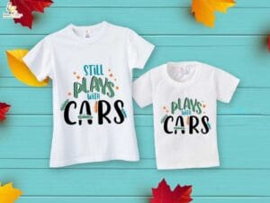 Fathers Day Special Combo White T-Shirts Sets for Father and KId Combo Pack of 2 | Still Plays With Cars|
