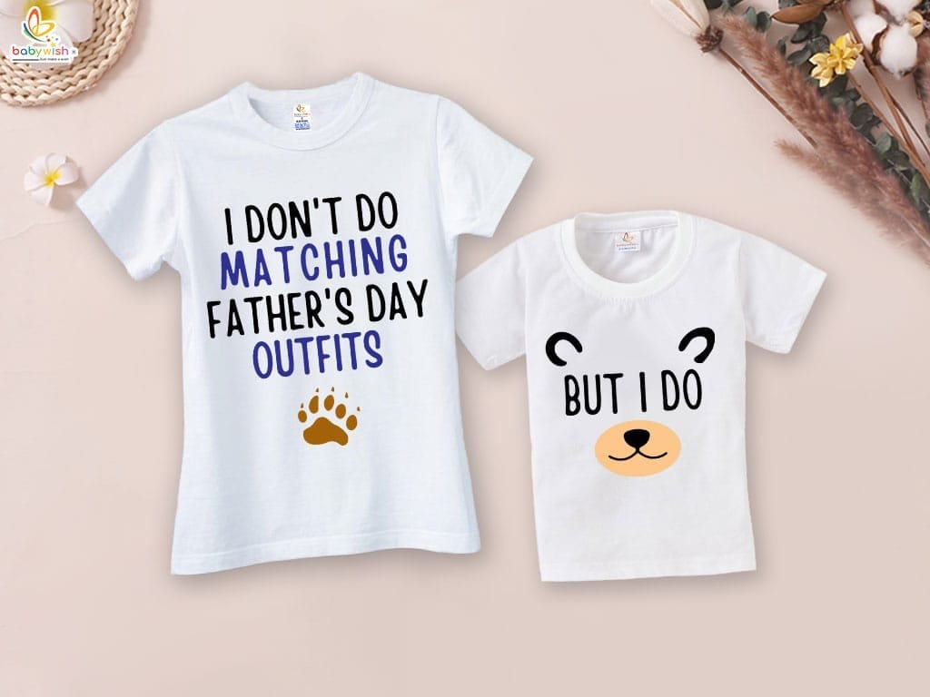 Fathers Day Special Combo White T-Shirts Sets for Father and KId Combo Pack of 2 | Matching Father's Day Outfit|