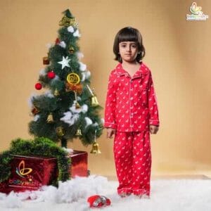 Kids Sleepsuit for Baby Boy’s and Girl’s Topwear and Pajamas Set Long Sleeve Sleepwear Baby Clothing Sets - Christmas Dear Print