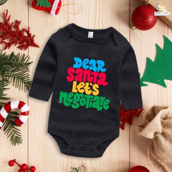 Babywish Christmas Romper Clothes My First Merry Bodysuit Romper Dear Santa Lets Nagotiate - Image 4