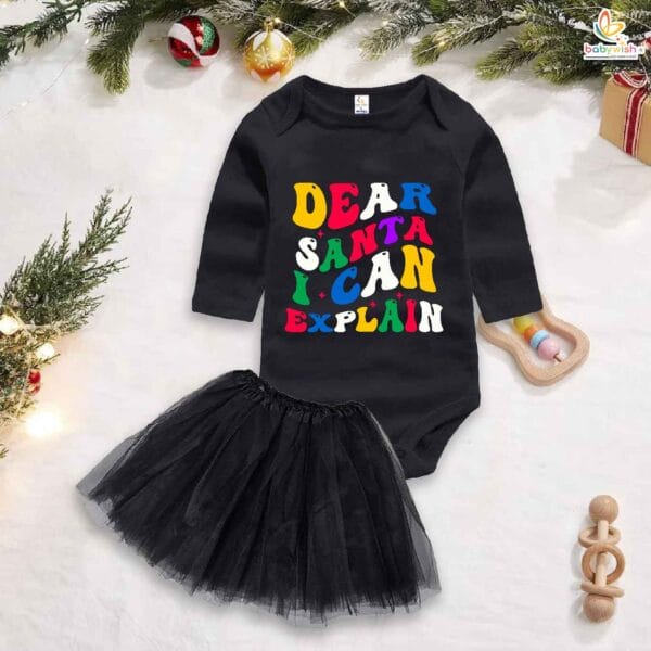 Newborn girls tutu skirt Full Sleeve romper Christmas print onesies bodysuits for baby 0 to 12 months - Image 3