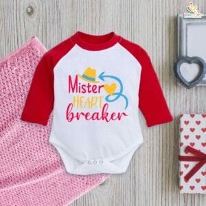 Mister Heart Breaker Baby Boy Romper – My First Valentine’s Day Full Sleeve Bodysuit | Cute Valentine’s Day Outfit for Baby Boys | Newborn & Infant Valentine Clothes – Babywish