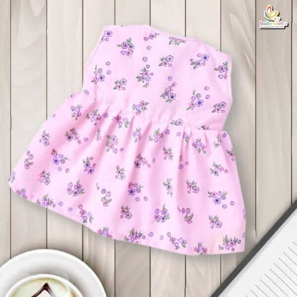 Babywish Baby Girl Cotton Frock Newborn Girl Knee Length Sleeveless Dress Floral Theme Printed - Image 6