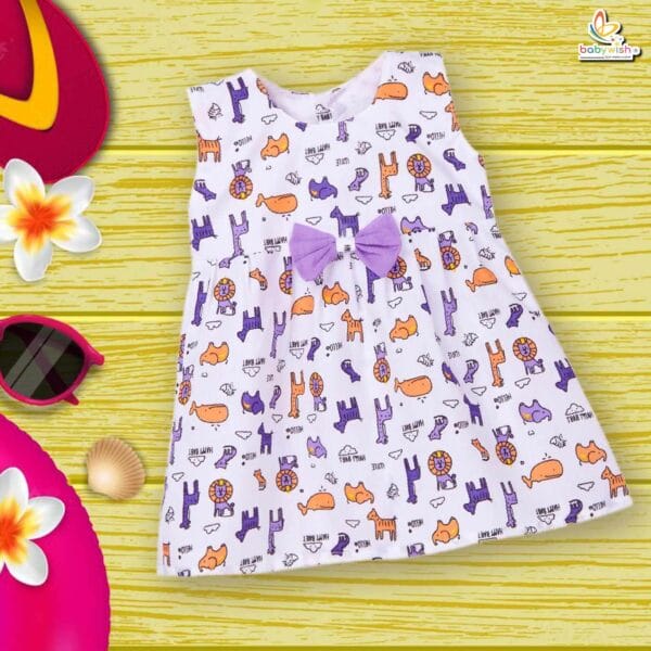 Babywish Baby Girl Cotton Frock Newborn Girl Knee Length Sleeveless Dress  Theme Printed - Image 5