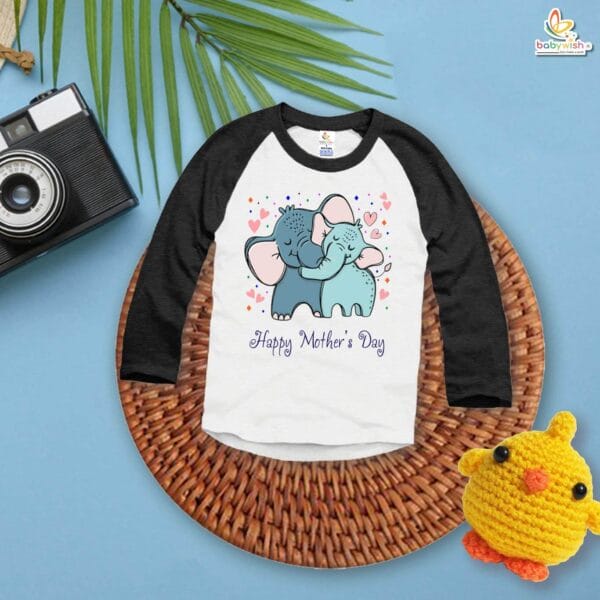 My First Mother’s Day Baby T-Shirt – Full Sleeve Elephant Mom and Baby Print Outfit for Newborn Infant Girl or Boy – Cute Mother’s Day Gift Shirt – Babywish - Image 3