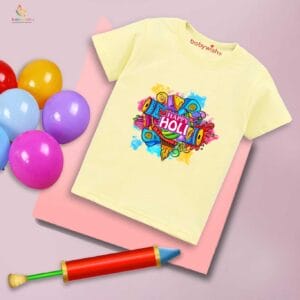 Holi T-shirt for Kids Unisex Holi Topwear Outfit Printed Half Sleeve Tshirt Dress for Boy n Girl "Music in Holi"