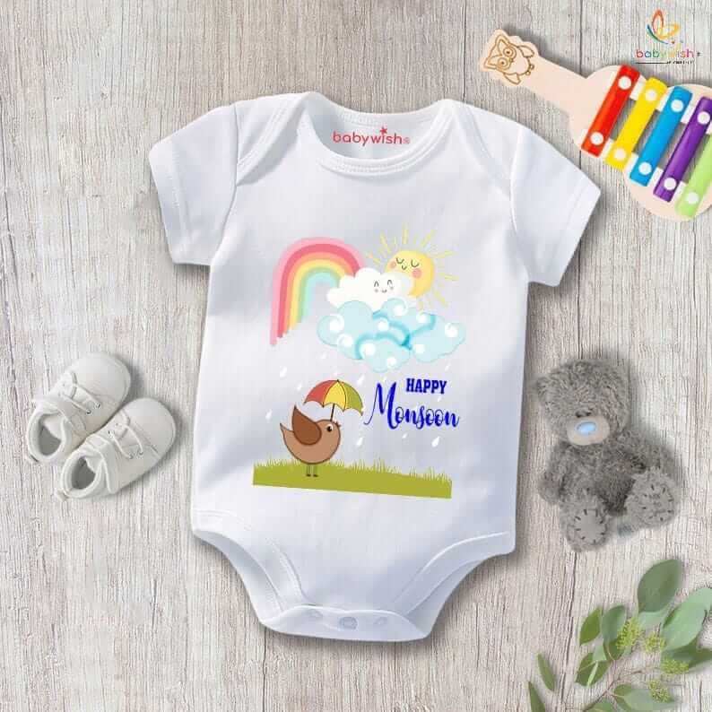 Baby Newborn Monsoon Bodysuits romper Half Sleeve Envelope Neck Onesies Rainfall  Outfit
