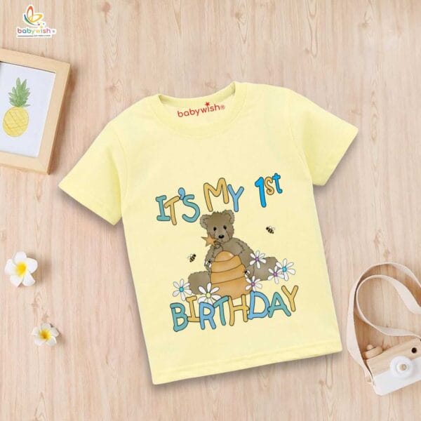 One Year Birthday Unisex T-Shirt Half Sleeve Round Neck Topwear tee for kids - Image 3