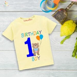 One Year Birthday Unisex T-Shirt Half Sleeve Round Neck Topwear tee for kids