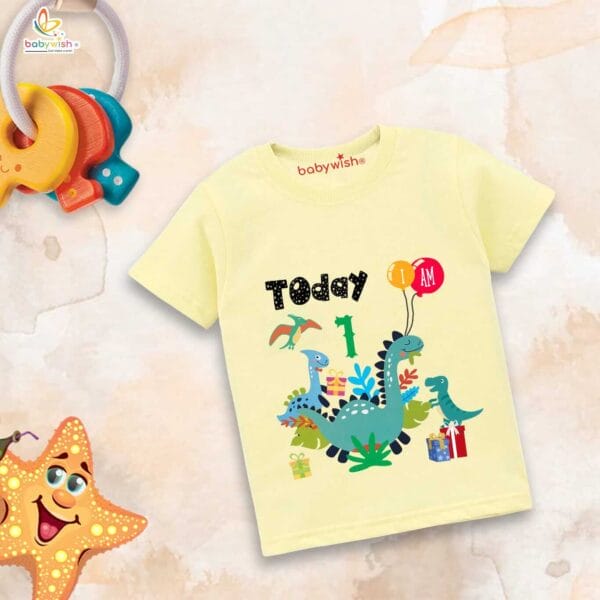 One Year Birthday Unisex T-Shirt Half Sleeve Round Neck Topwear tee for kids - Image 4