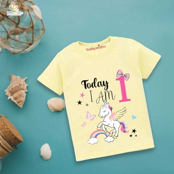One Year Birthday Unisex T-Shirt Half Sleeve Round Neck Topwear tee for kids - Image 4