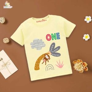 One Year Birthday Unisex T-Shirt Half Sleeve Round Neck Topwear tee for kids