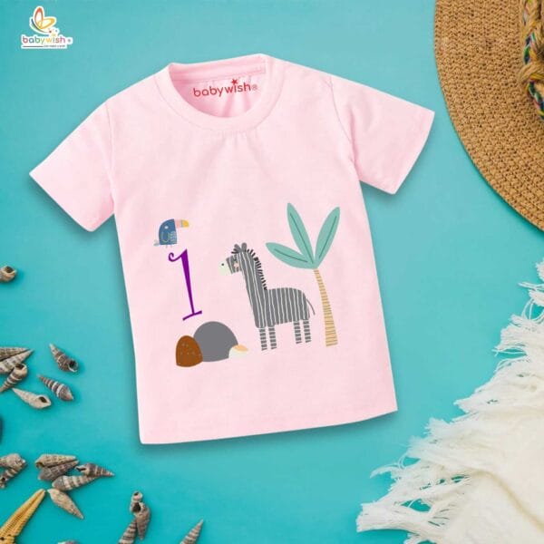 One Year Birthday Unisex T-Shirt Half Sleeve Round Neck Topwear tee for kids - Image 3