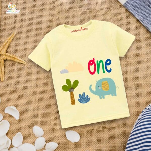 One Year Birthday Unisex T-Shirt Half Sleeve Round Neck Topwear tee for kids - Image 4