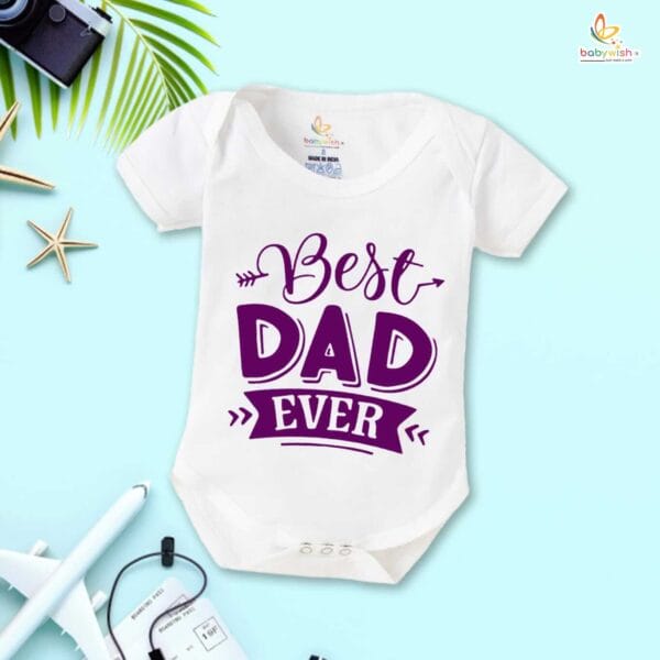 Fathers Day Special Combo White T-Shirts and Romper Sets for Father and baby Combo Pack of 2 | Best Dad Ever| - Image 3