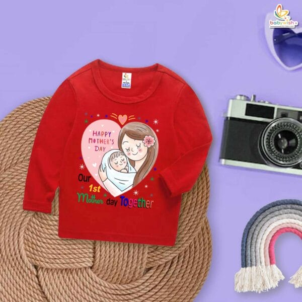 My First Mother’s Day Baby T-Shirt – Full Sleeve “1st Mother’s Day Together” Outfit for Newborn Infant Girl or Boy – Cute First Mother’s Day Gift – Babywish - Image 2
