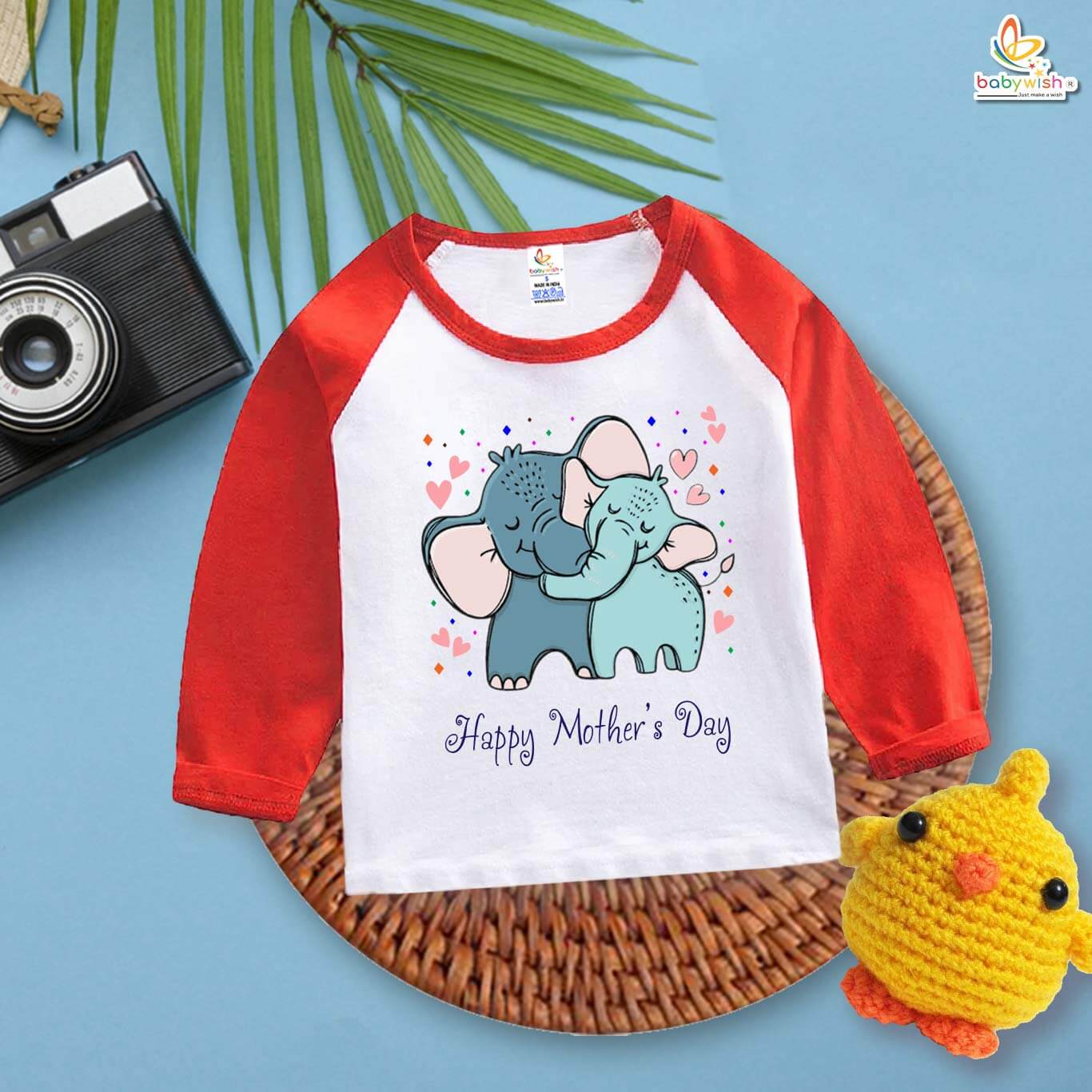 My First Mother’s Day Baby T-Shirt – Full Sleeve Elephant Mom and Baby Print Outfit for Newborn Infant Girl or Boy – Cute Mother’s Day Gift Shirt – Babywish