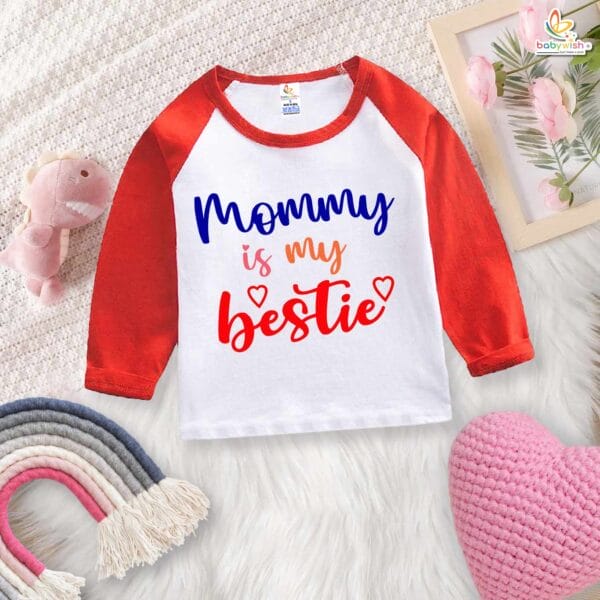 My First Mother’s Day Baby T-Shirt – Full Sleeve “Mummy Is My Bestie” Outfit for Newborn Infant Baby Girl or Boy – Cute Mother's Day Gift – Babywish - Image 3