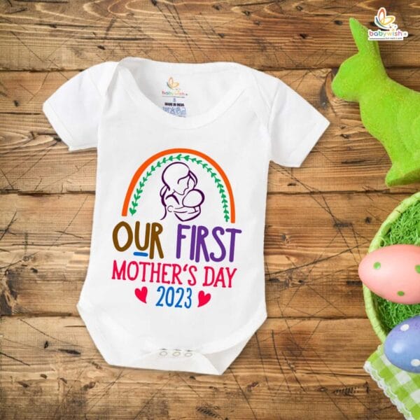 Mothers Day Special Combo White T-Shirts and Romper Sets for Mother and baby Combo Pack of 2 - Image 3