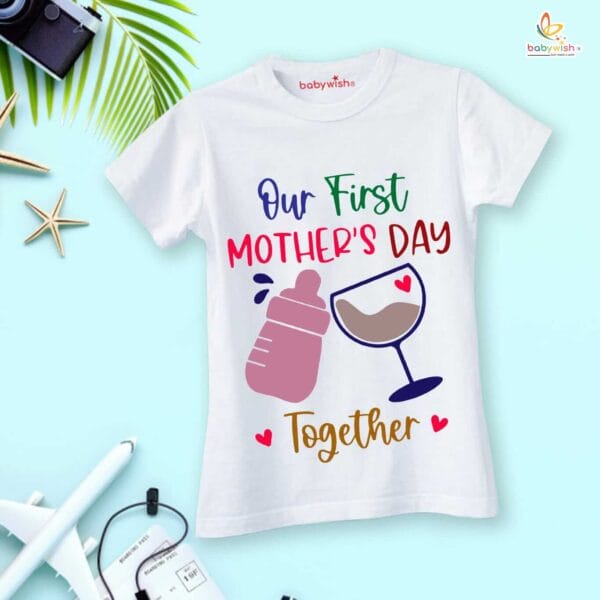 Mothers Day Special Combo White T-Shirts and Romper Sets for Mother and baby Combo Pack of 2 - Image 2