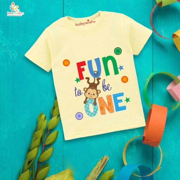 One Year Birthday Unisex T-Shirt Half Sleeve Round Neck Topwear tee for kids - Image 4