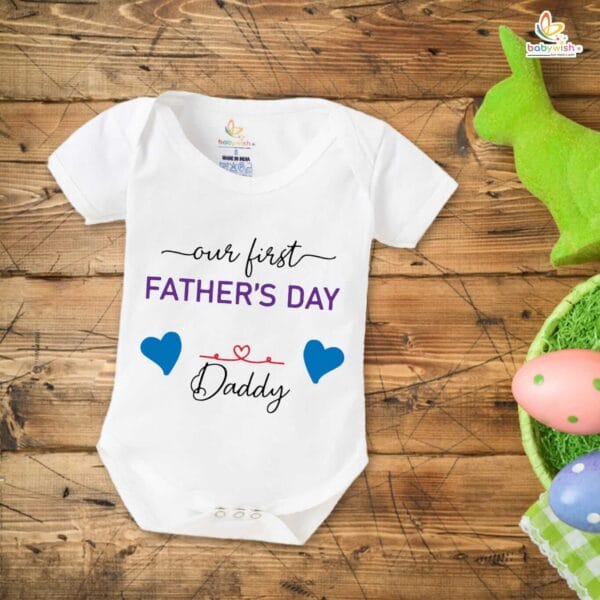 Fathers Day Special Combo White T-Shirts and Romper Sets for Father and baby Combo Pack of 2 |Our First Father's Day daddy| - Image 3