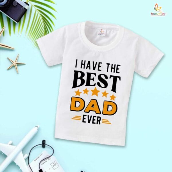 Fathers Day Special Combo White T-Shirts Sets for Father and KId Combo Pack of 2 |  I Have The Best Dad Ever | - Image 3
